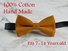 Boys Kids Teenage Mustard Honey BUTTERSCOTCH YELLOW Bow Tie Bowtie 7-14Years Old