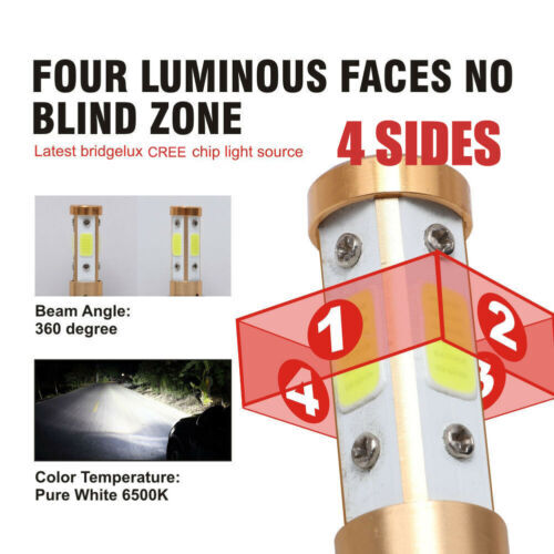 2x 9006 HB4 1100W 132000LM 4-Sided LED Headlight Kit Hi or Low Bulb Fog Light US - Picture 7 of 12