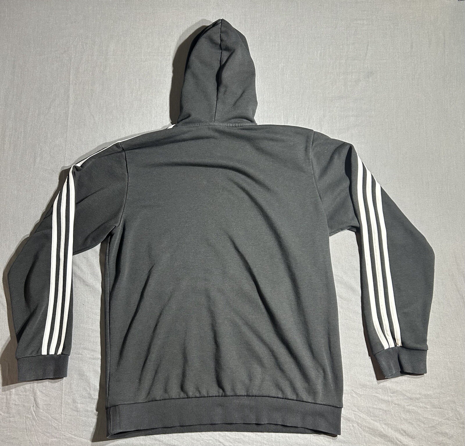 Adidas Sweatshirt Men’s L Large Black 3 Stripe Long Sleeve Athletic Hoodie thumbnail 3