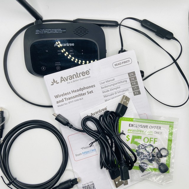 Avantree Oasis Wireless Neckband Earphones Bluetooth Transmitter Set TV  HT5006 for sale online | eBay