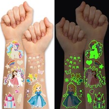Unicorn Princess Temporary Tattoo for Kids, 252 Pcs Rainbow Crown Fake Tattoos
