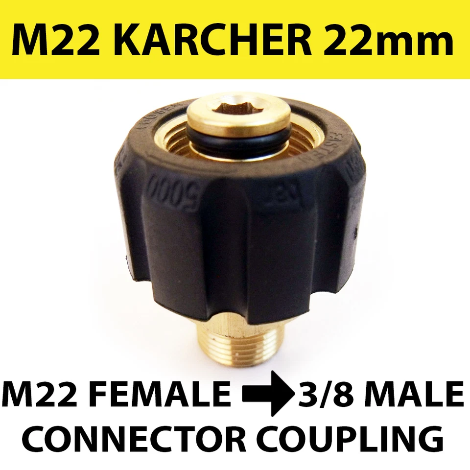 KIAM PRODUCTS KARCHER type M22 Female Screw Thread 22mm to 3/8 male Screw Coupling connector