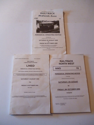 Lot x 3 Railtrack Periodical Operating Notice 2000: North West/Midlands/London