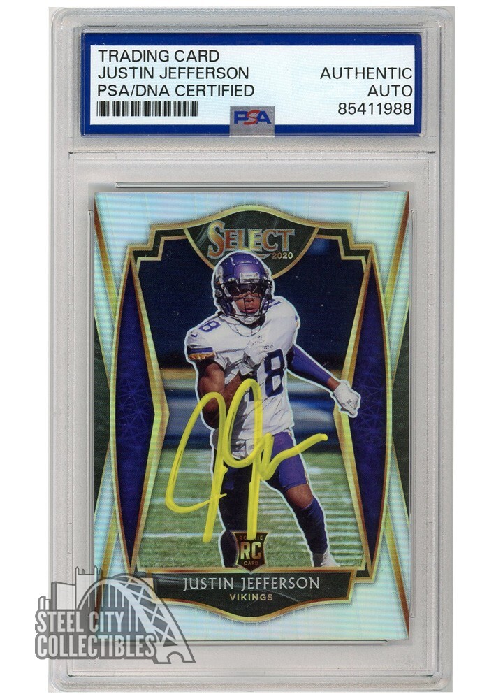 Justin Jefferson 2020 Select Premier Silver Auto RC PSA/DNA Yellow (New Label)
