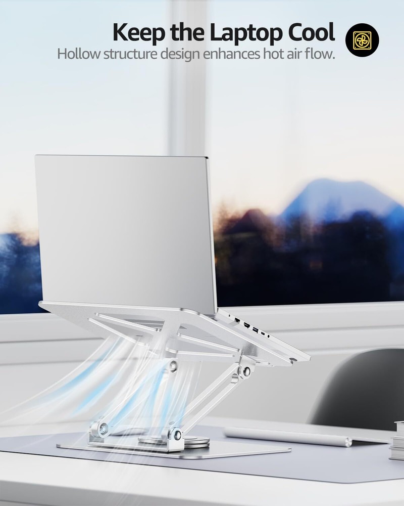 360° Rotating Ergonomic Laptop Stand for Desk – Adjustable & Sturdy Computer Holder