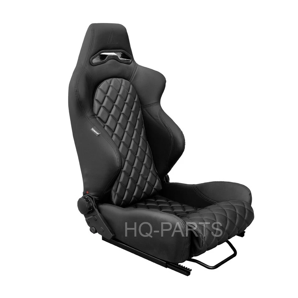 2 X ASIENTOS DE CARRERAS TANAKA TODO NEGRO PVC CUERO PUNTO DIAMANTE PARA MITSUBISHI Foto 3 de 4