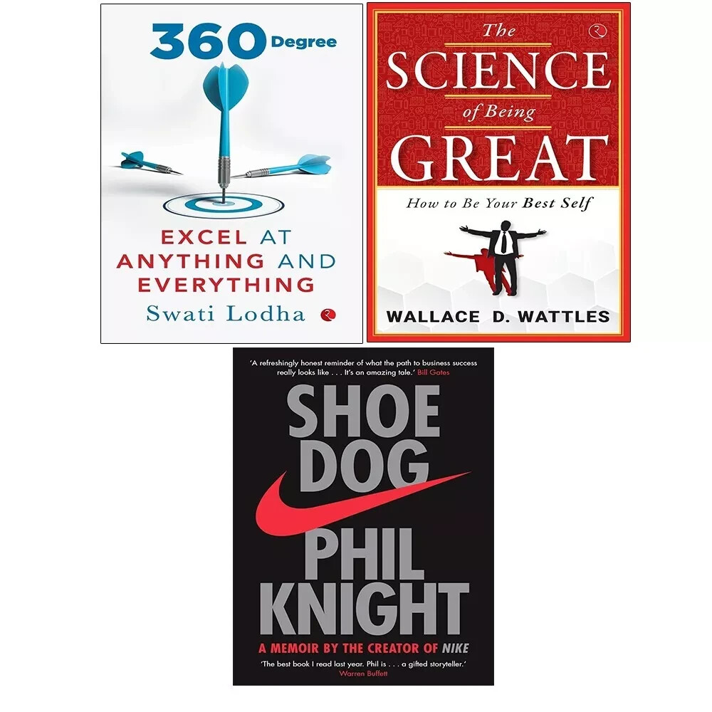 Shoe Dog Phil Knight,Science of Being Great, 360 DEGREE Swati Lodha 3 Books Set