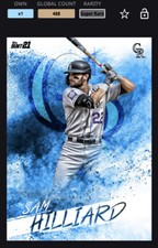 Topps Bunt MLB DIGITAL 2021 Color Splash Blue Base Super Rare Sam Hilliard