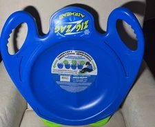 New Airhead Zig-Zag Steerable Kids Snow Sled Toboggan Swing Out For Feet READ*