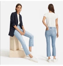 EVERLANE High Waist Straight Fray Ankle Jeans