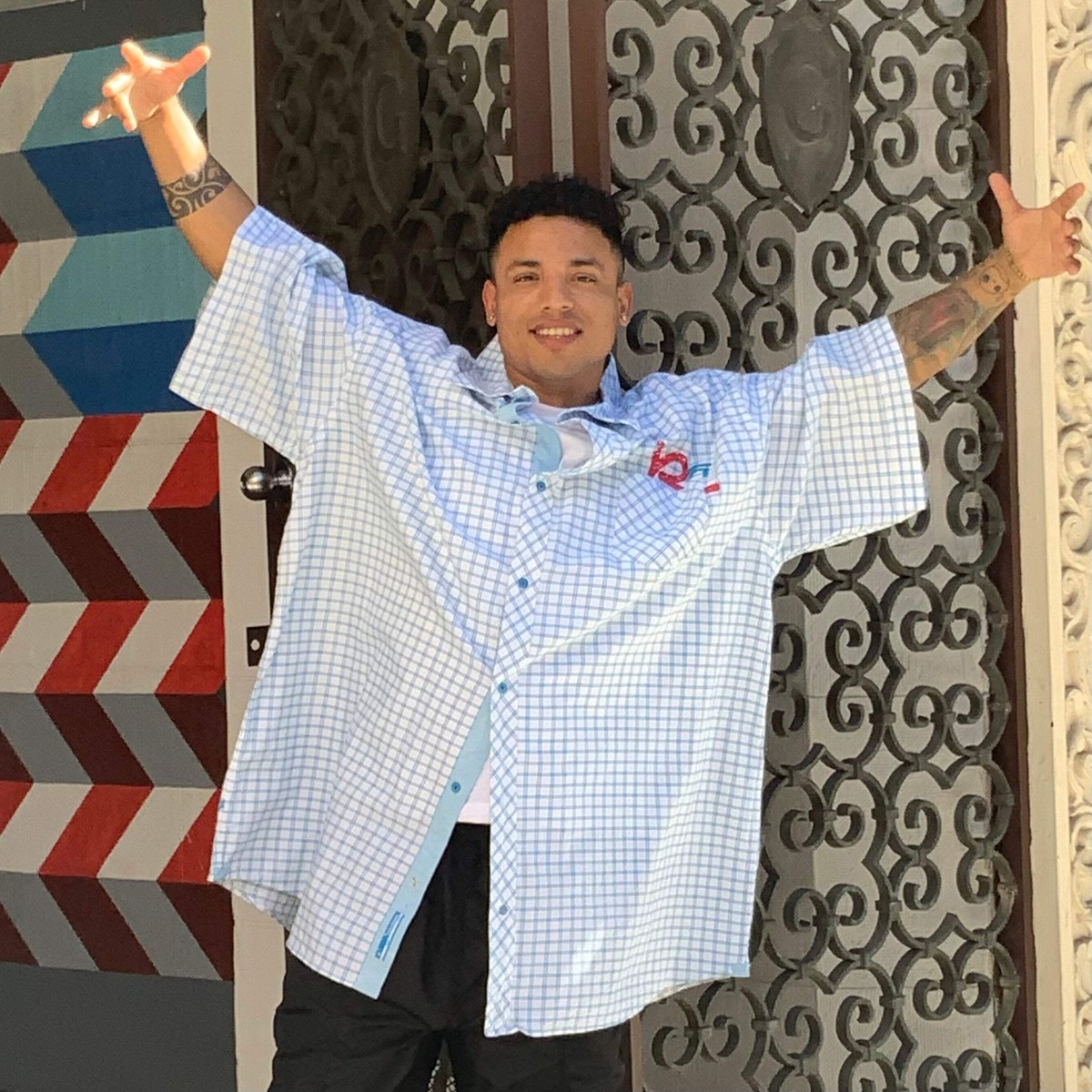 Men's Rocawear Big & Tall White | Blue | Red S/S Button Down
