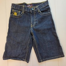 Red Ape Boy's Denim Embroidered Design Shorts Size 7 100 Cotton