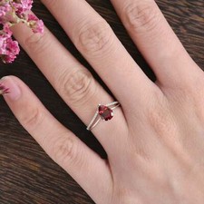 2ct Simulated Red Garnet Split Band Diamond Accents Ring 14k White Gold Plated
