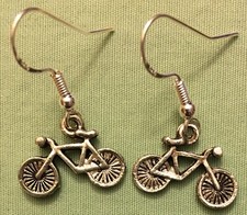 BICYCLE EARRINGS - Pewter with Sterling Silver Ear Wires