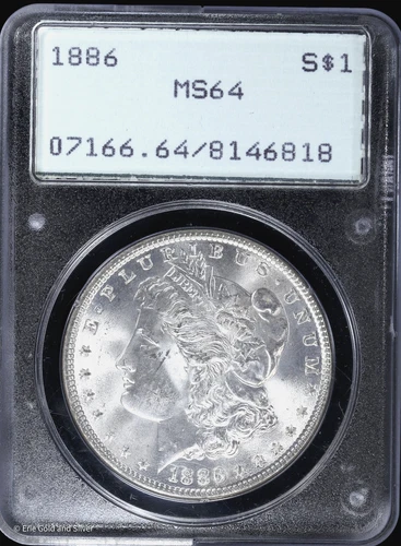 1886-P $1 Morgan Silver Dollar PCGS MS 64 | Rattler Holder Uncirculated UNC