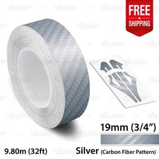 CARBON FIBER SILVER 3/4" 19mm PIN STRIPE Car Striping TAPE Decal Vinyl Sticker
