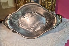 (K1) 95% Zinn Jugendstil Schale Korb Ca. 28x17,5cm Blumen