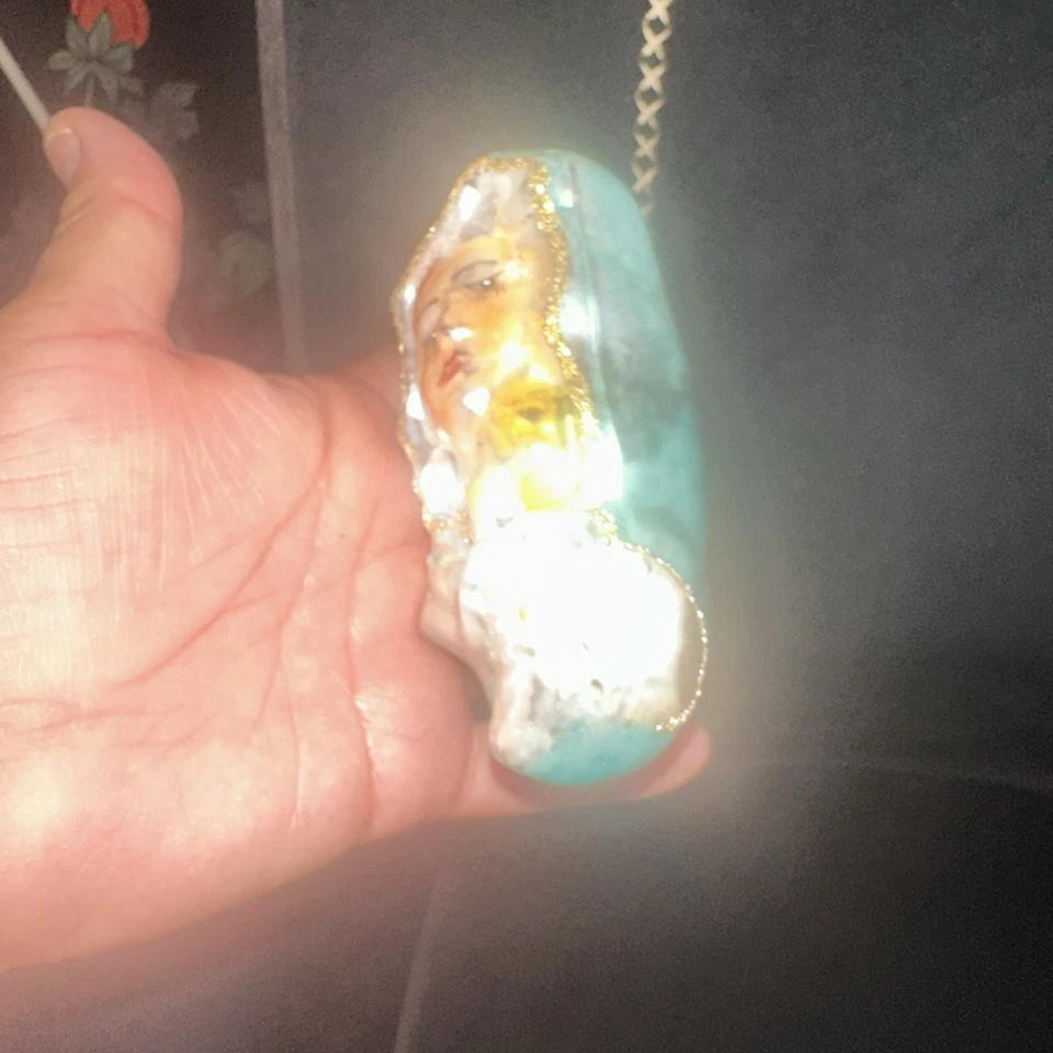 De colección 1992 Christopher Radko verde azulado señora y niño adorno de Navidad 4,5 pulgadas’s Foto 4 de 4