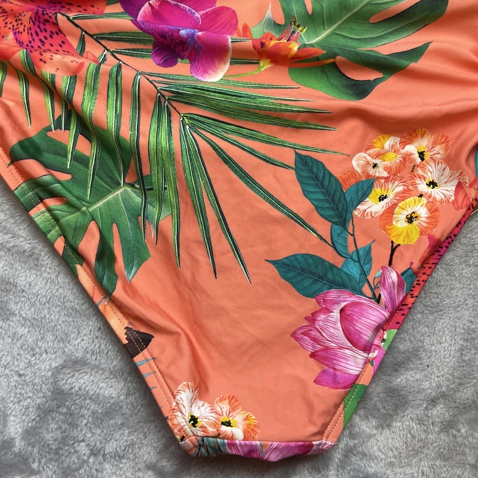 La Blanca One Shoulder One Piece Swimsuit Womens 8 Tropical Floral Ruched Sides - image 3 of 4