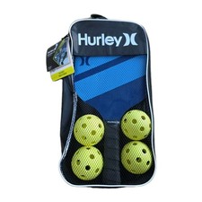 Hurley Pickleball 7 pc Set - Carrying Case 2 Paddles 4 Balls Black Blue New 