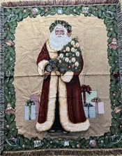 Mohawk Home Old World Renaissance Santa Christmas Tapestry Throw Blanket 60x48