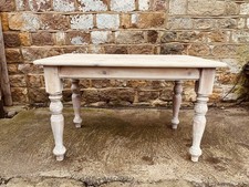 Stripped Pine Farmhouse Dining Table Solid Wood Country Kitchen Turned Legs