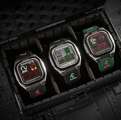 Kamen Rider Black Digital Quartz Watch Set 3pc w/ Case 44mm 50m WR