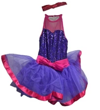 Curtain Call Costumes Tutu Tulle Dress with Bow Girls Blue Pink Lace Sequin - CM
