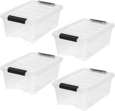 4-Pack BPA-Free Plastic Stackable See-Through Storage Bins with Lids