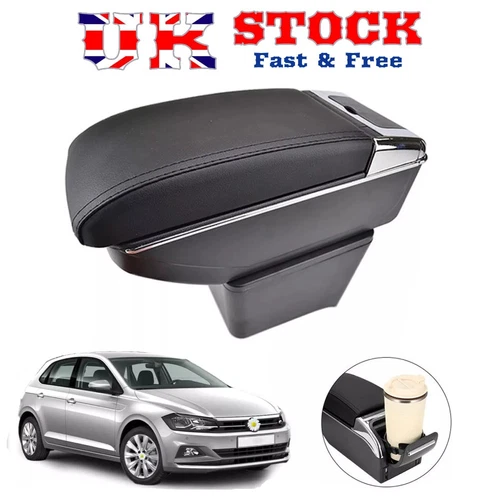 For VW Mk5 Polo 6R 2010-2017 Dual Layer Armrest Car Central Storage Box Leather