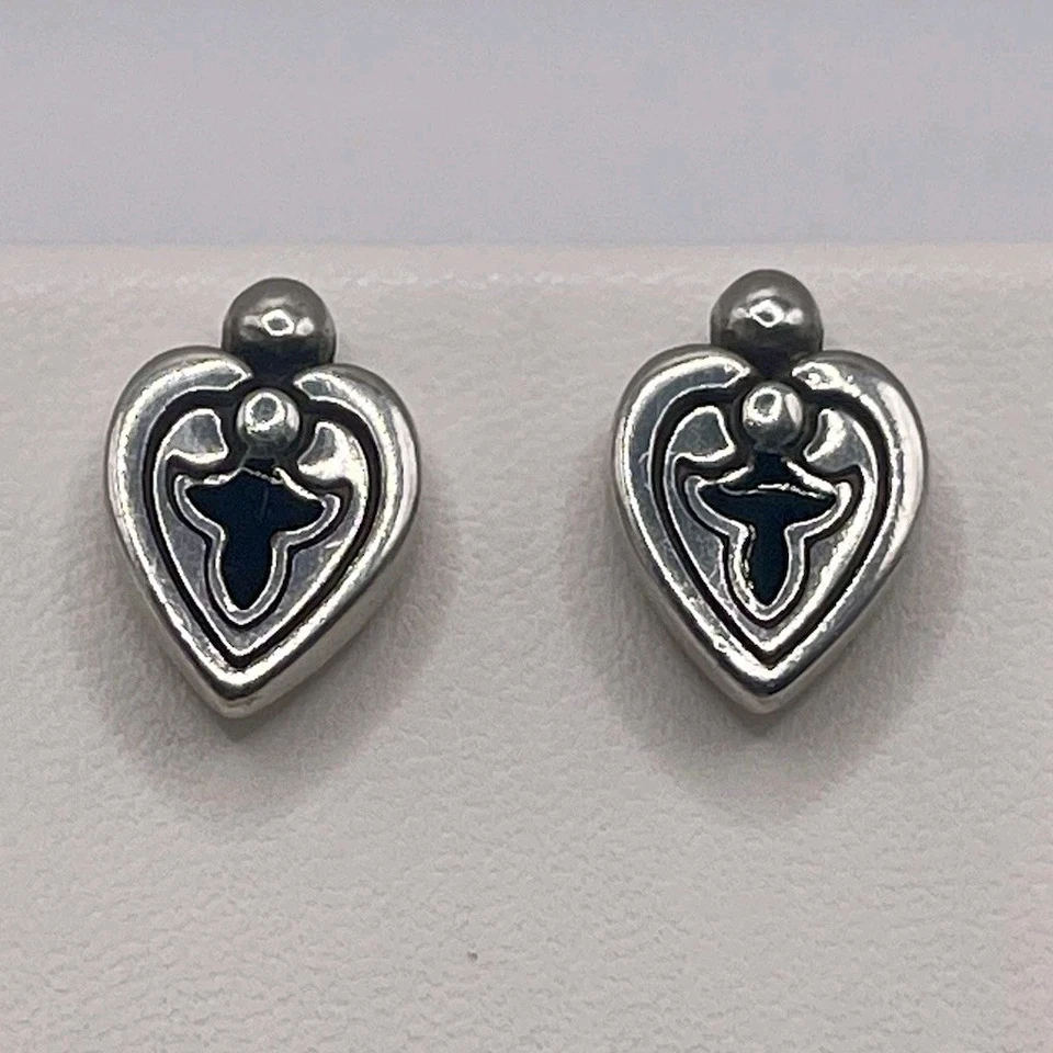 Pendientes corazón ángel de la guarda Brighton tono plata poste trasero símbolo espiritual Foto 2 de 4