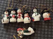 Lot Of 7 Snowman Christmas Holiday Ornaments