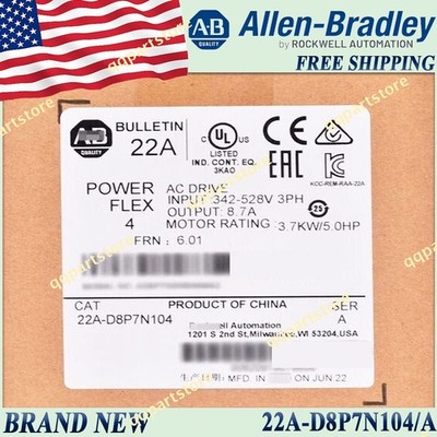 AB Brand New 22A-D8P7N104/A PowerFlex AC Drive 22A D8P7N104 serA Free Ship US