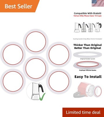 Upgrade Your Bialetti Coffee Maker: 6 PCS Food Grade Silicone Sealing Rings