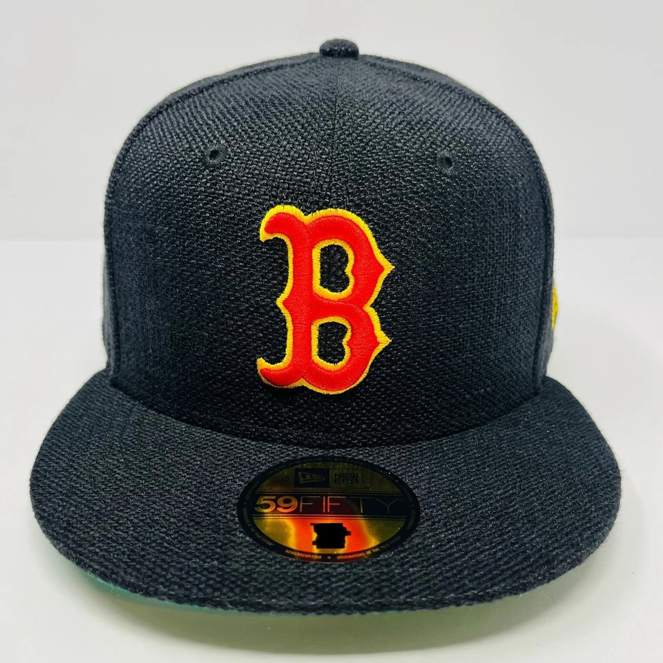 New Era 59Fifty Boston Red Sox Hemp Black Red Yellow Mens Fitted Hat Size 7 1/4 - Image 2 of 4