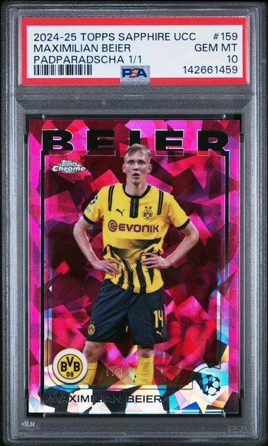 2024-25 Chrome Sapphire UEFA Maximilian Beier Padparadscha 1/1 PSA 10 Dortmund🔥