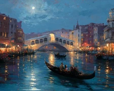 Venice Italy Night Scene Landscape Home Decor Wall Art Canvas Prints Painting 82