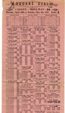 Square Deal 3 League Triple Play Weekly Baseball Ticket May 4, 1941 