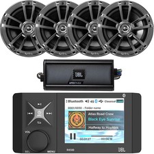 JBL Marine Digital Media Receiver, 4x 6.5" 225W Boat Speaker, 4-CH Amplifier