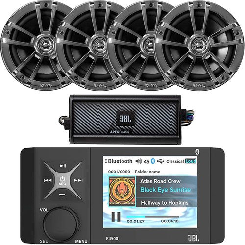 JBL Marine Digital Media Receiver, 4x 6.5" 225W Boat Speaker, 4-CH Amplifier
