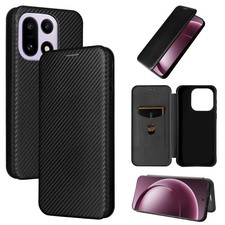 For Oneplus 15 5G Shockproof Magnetic Carbon Fiber Leather Business Case Cover