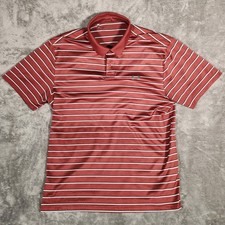 Under Armour Polo Shirt Mens Large Red Striped Excellent HeatGear 1342082