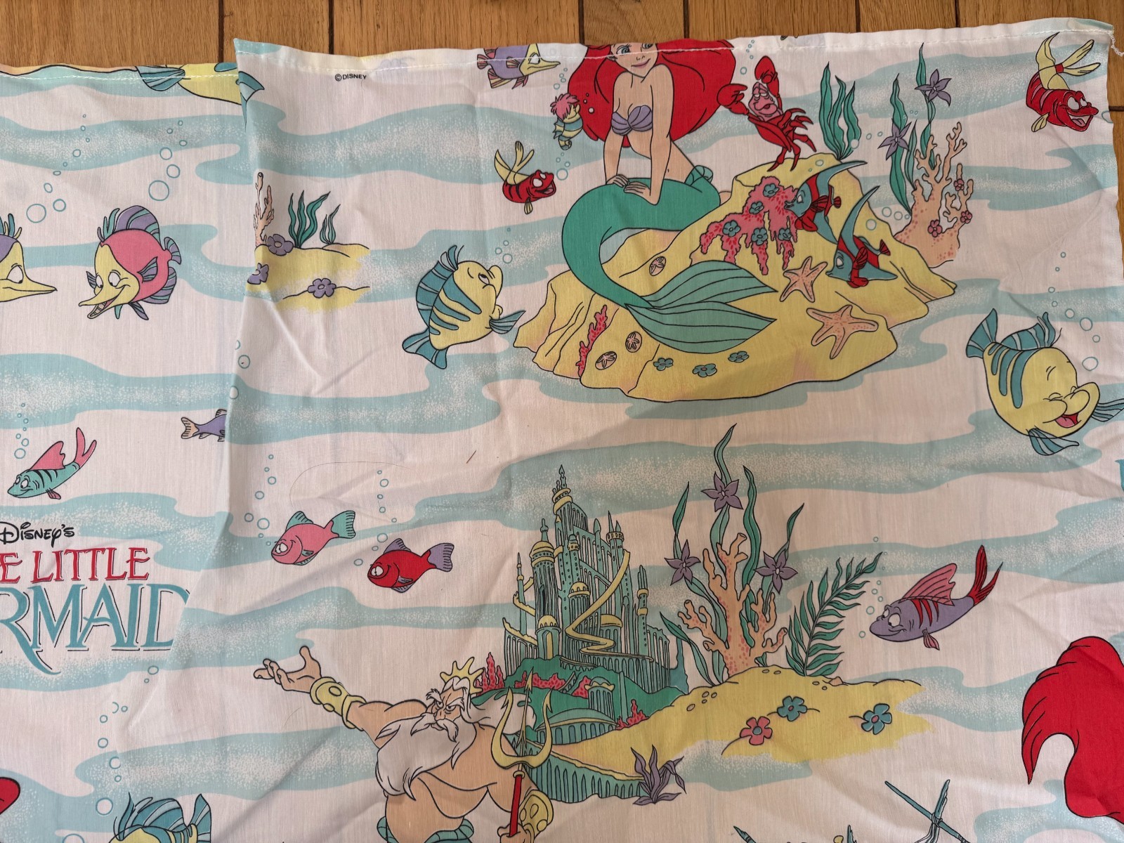 Vintage 90s Disney The Little Mermaid Twin Flat Sheet Only Poly Cotton: READ