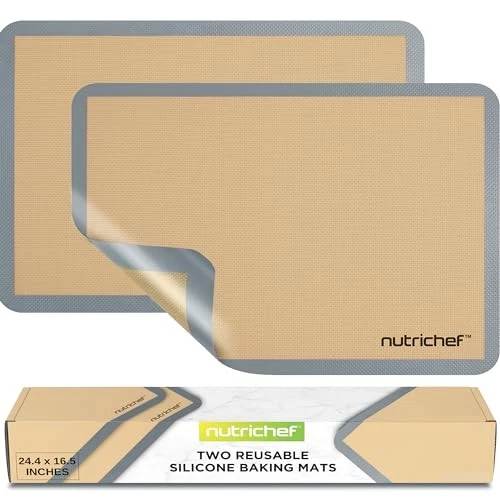 Nutrichef (2) Non-stick Food-Grade Silicone Baking Mats - Grey