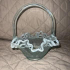 Vintage Fenton blue opalescent Strawberry Basket