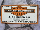 VINTAGE HARLEY DAVIDSON MOTORCYCLES PORCELAIN SIGN NORWALK OHIO 10"×5".