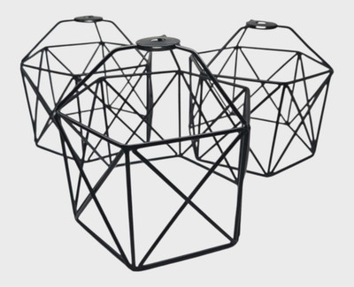 3 Black Industrial Geometric Ceiling Light Square Cage Replacement Lamp Shades