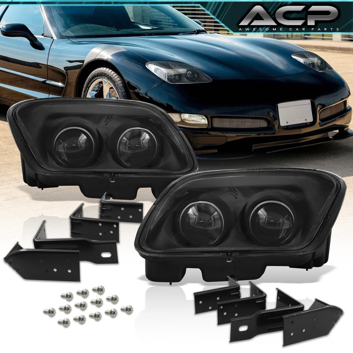 Faro Delantero Derecho Para Chevrolet Corvette C5 2000-2004 | DCKING MOTOR | 49-130 | Conector De 5 Pines