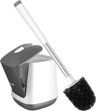 Toilet Brush and Holder Self Closing Lid Extra Long Handle Ventilated Brush Set