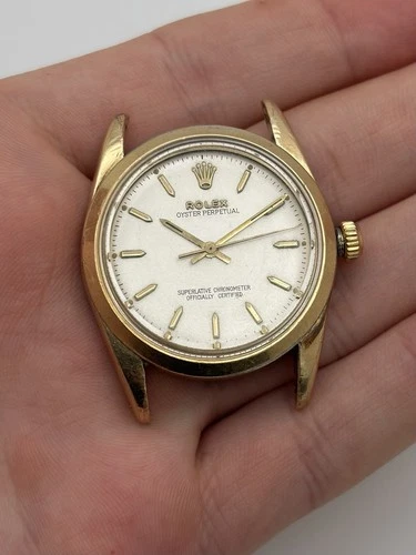 Vintage Rolex Oyster Perpetual 14K Gold Shell 6634 34mm Watch For Repair - Read